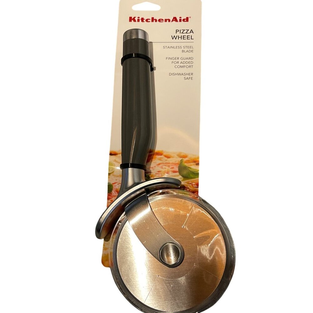 KitchenAid Gray Pizza Wheel With Stainless Steel‎ Blade & Finger Guard New!